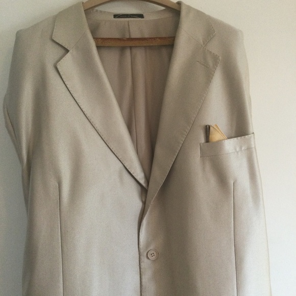 Milano Moda  2 Pc Mens Beige suit - Picture 1 of 8